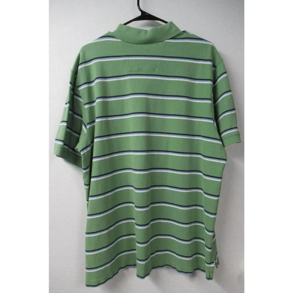Eddie Bauer Classic Field Polo Pistachio Green Stripe Polo Shirt Men's XL - Picture 2 of 5